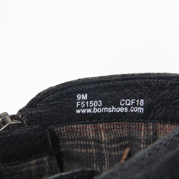 Born Eton Boots New sz 9 Women Black Leather Moto Bootie Nwt - Picture 9 of 11